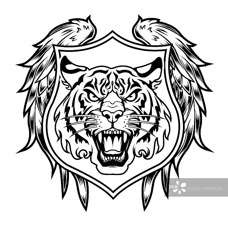 虎头翅膀标志设计图片素材