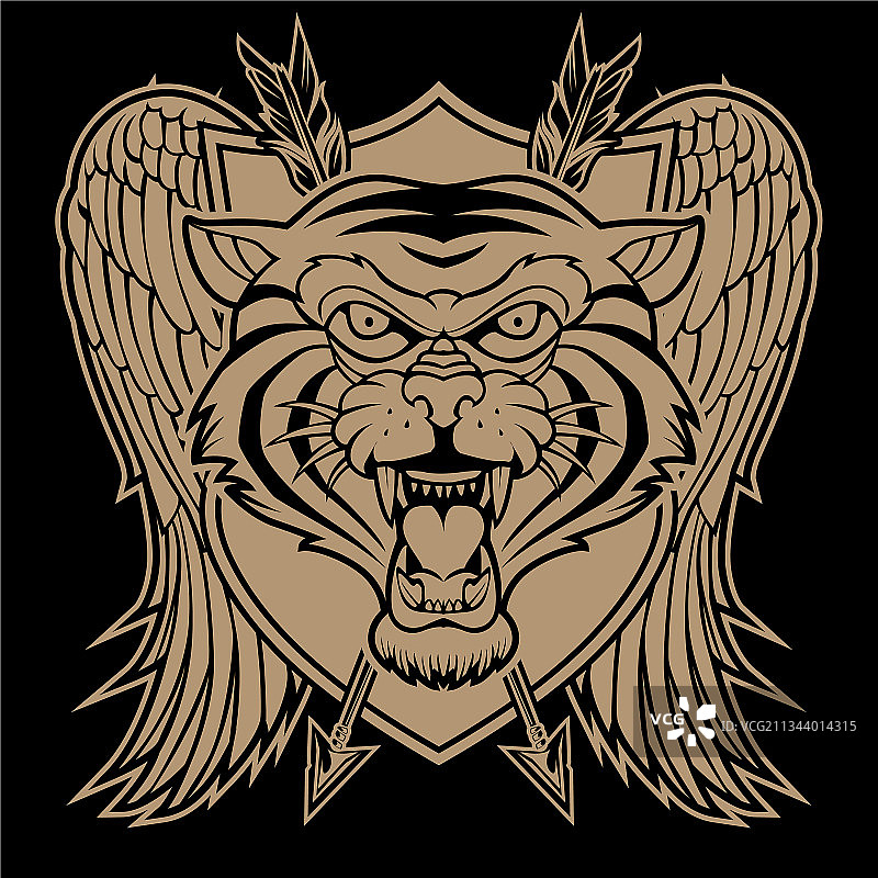 虎头翅膀标志设计图片素材