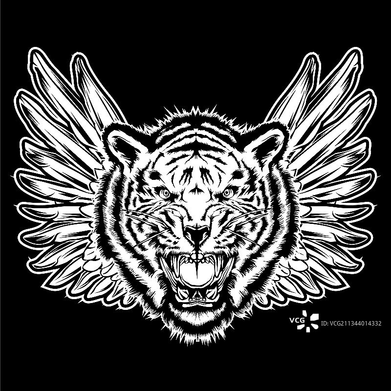 虎头翅膀标志设计图片素材