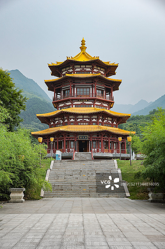 西安秦岭楼观台化女泉古建筑图片素材