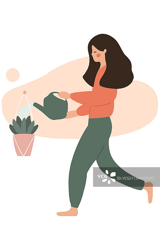 扁平网页元素居家女人图片素材