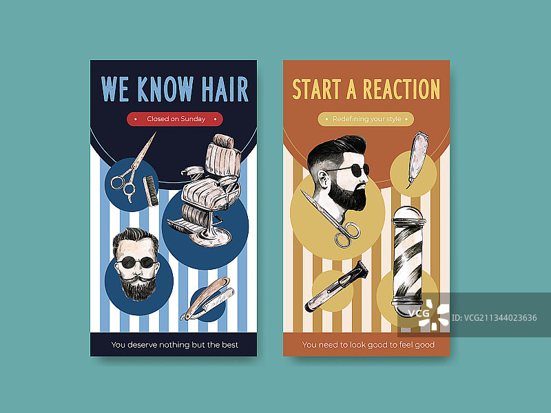 理发师主题Instagram模板图片素材