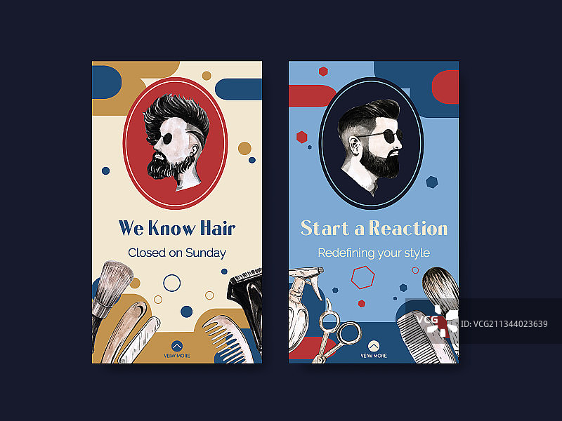 理发师主题Instagram模板图片素材