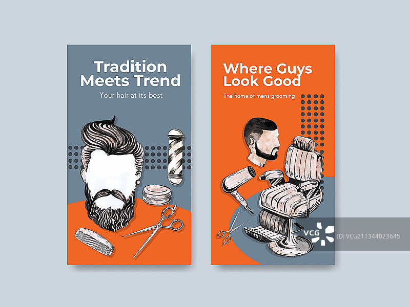 理发师主题Instagram模板图片素材