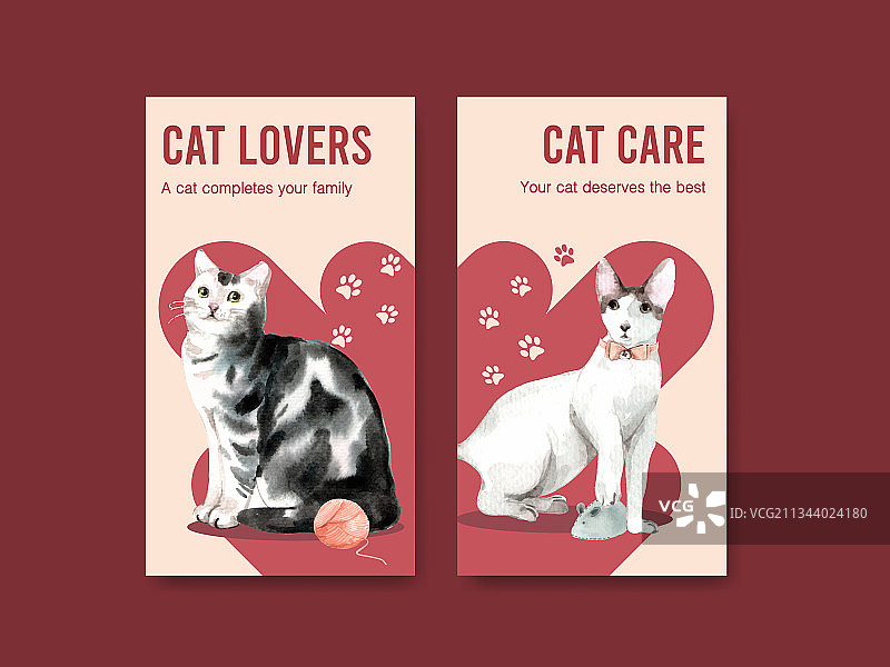 带有可爱猫咪的Instagram模板设计图片素材