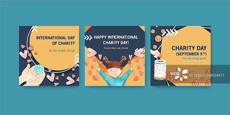 具有国际慈善日概念的广告模板图片素材