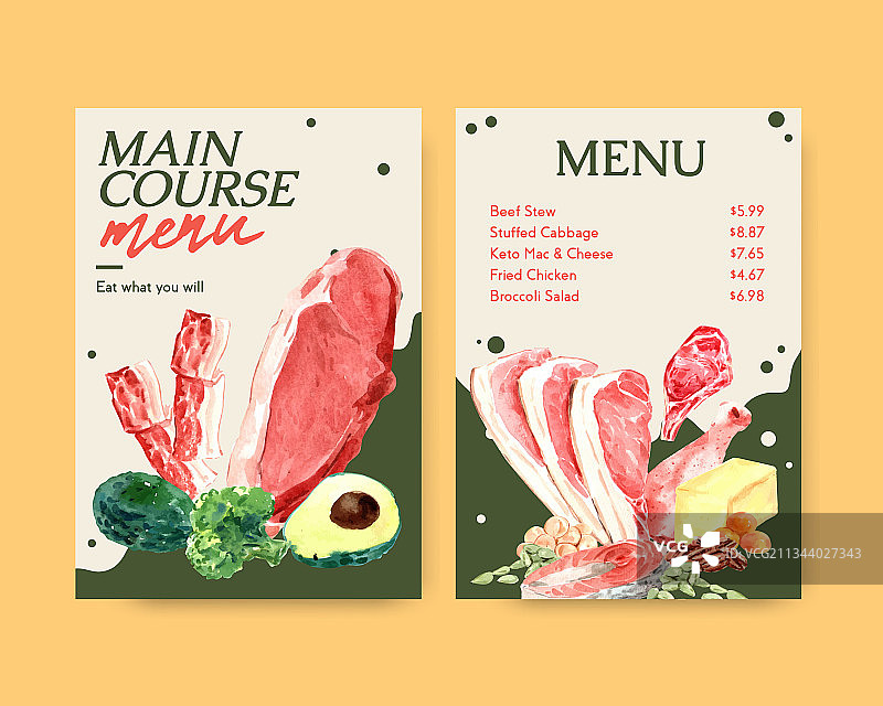 大型生酮饮食菜单模板图片素材