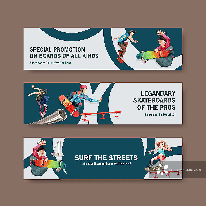 带有滑板设计概念的banner模板图片素材