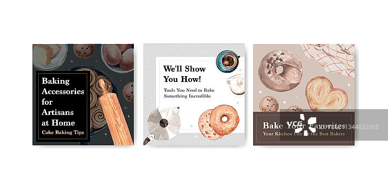 带面包店设计的宣传册广告模板图片素材