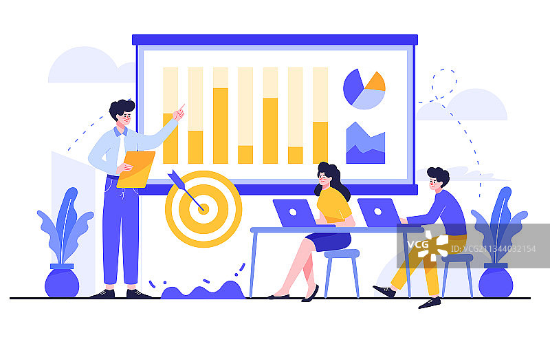 商务办公人物插画办公室商业规划沟通场景图片素材