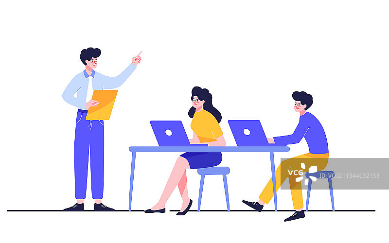 商务办公人物插画办公室商业规划沟通场景图片素材