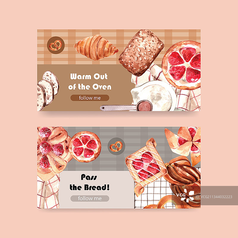 用于社交媒体的Twitter烘焙模板设计图片素材