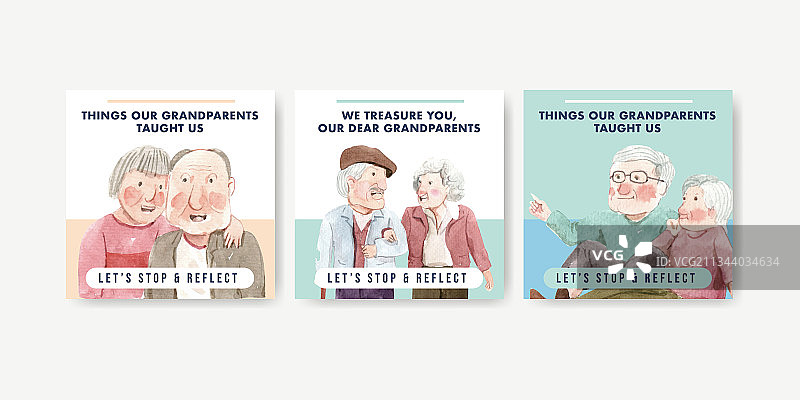带世界祖父母日的广告模板图片素材