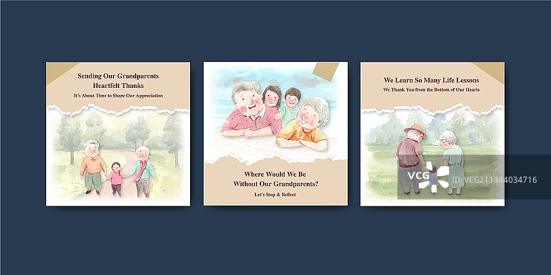 带世界祖父母日的广告模板图片素材