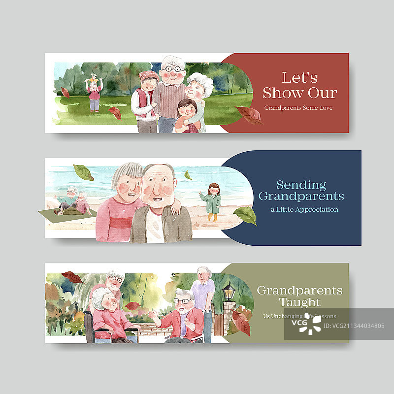 带有祖父母节元素的banner模板图片素材