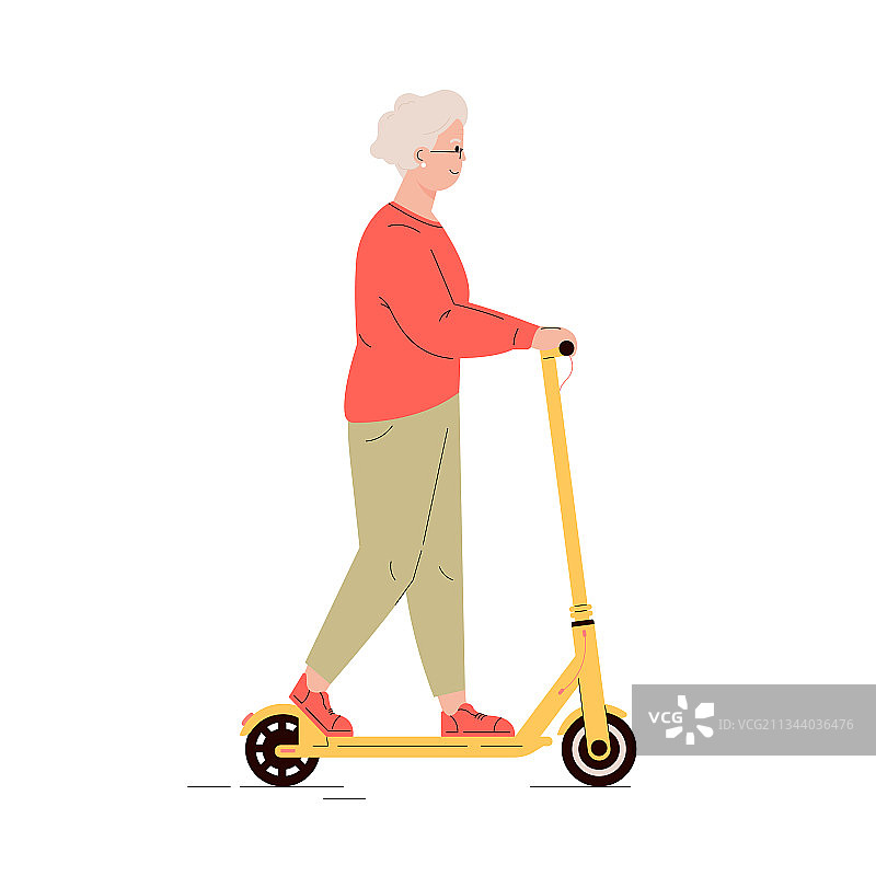 骑电动滑板车的老年妇女图片素材