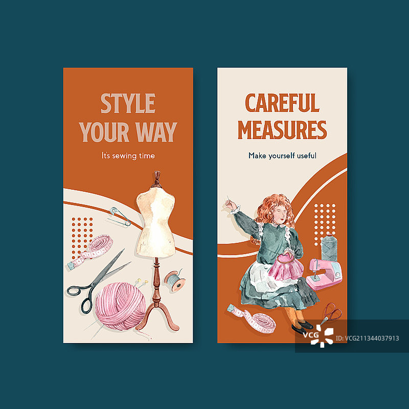 缝纫概念宣传单模板图片素材