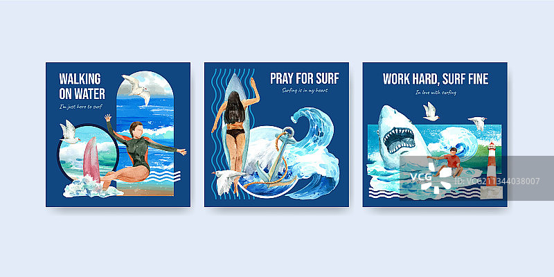 海滩冲浪板广告模板图片素材