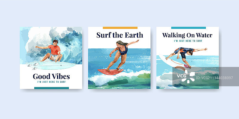 海滩冲浪板广告模板图片素材