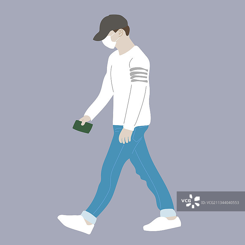 穿蓝色牛仔裤和白色卫衣的男人图片素材