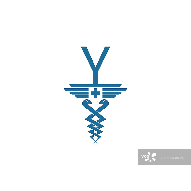 字母Y与蛇杖图标标志设计图片素材