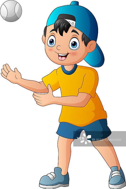 男孩接球图片素材