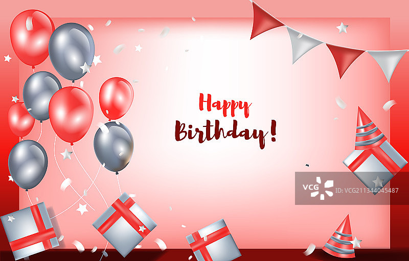 生日贺卡邀请红色庆典图片素材