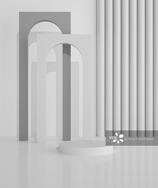 三维渲染拱门立体几何背景展台展示图片素材