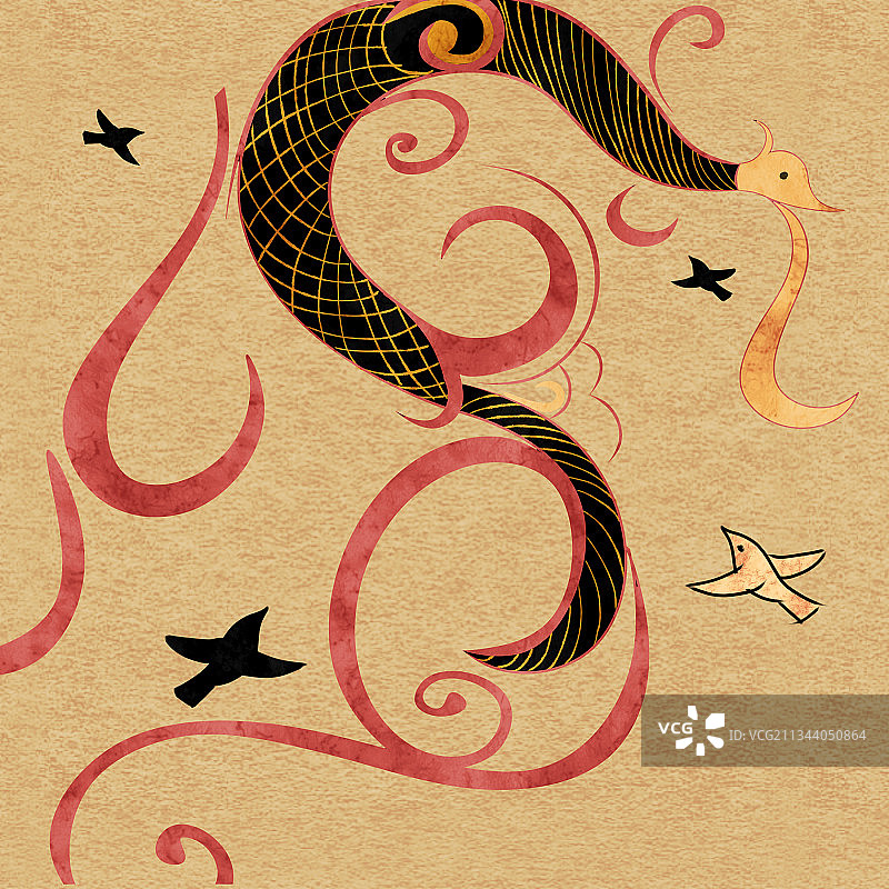 凤舞九天  荆楚图腾  纹样  鸟雀图片素材