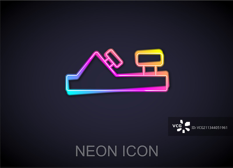 木工用发光的霓虹灯木刨工具线条图标图片素材