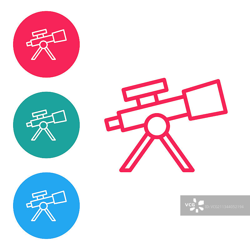 白色背景上的红色线条望远镜图标图片素材