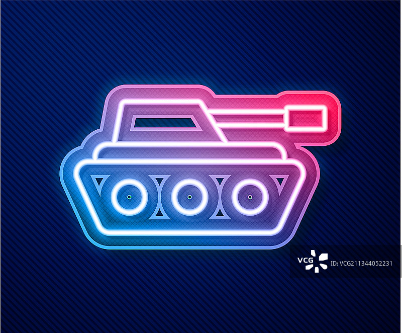 发光霓虹线军事坦克图标图片素材
