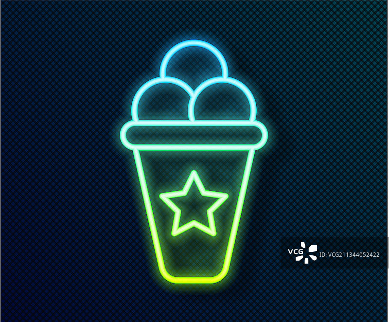 发光的霓虹灯华夫筒冰淇淋图标图片素材