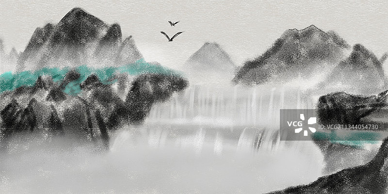 桂林山水甲天下 水墨桂林 风景写生图片素材