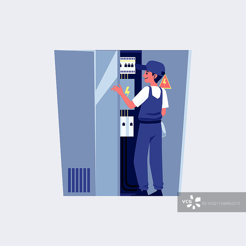 电工在配电盘中连接电线图片素材