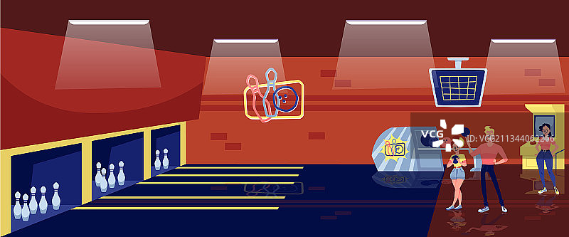 年轻人在保龄球馆休闲娱乐图片素材