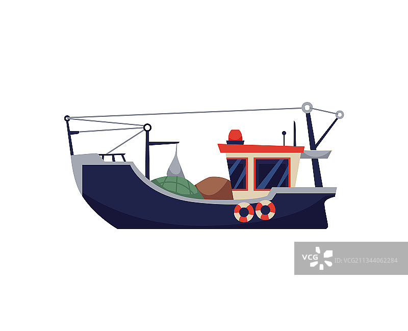 配备商业设备的渔船图片素材