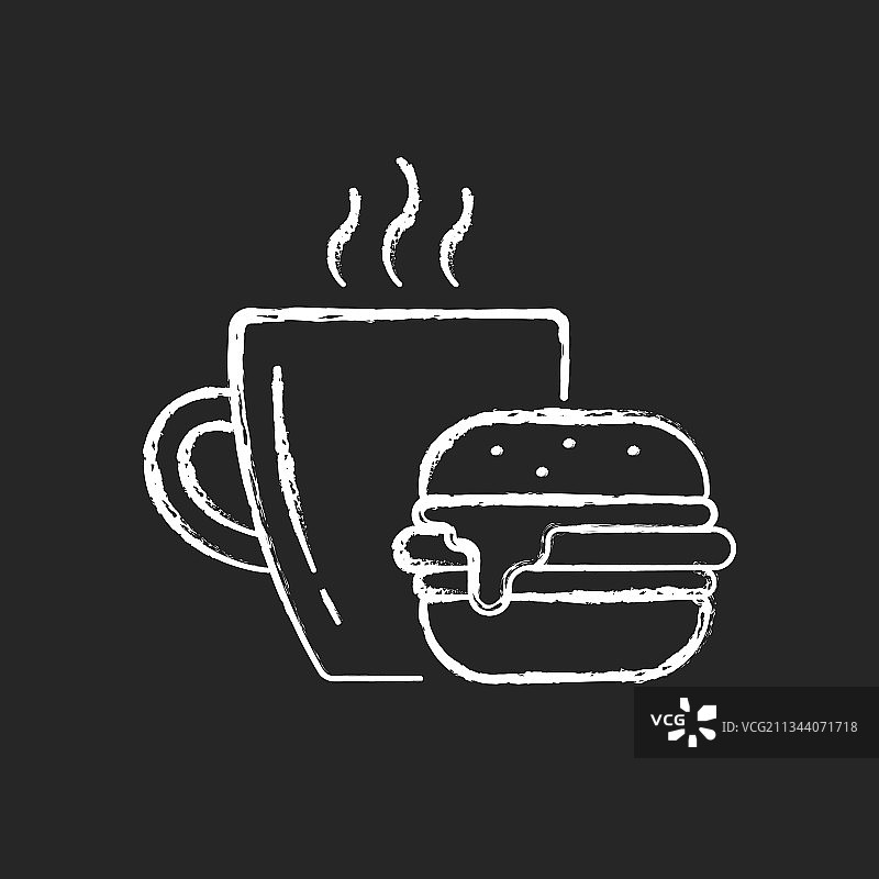 深色背景上的午餐白色粉笔图标图片素材