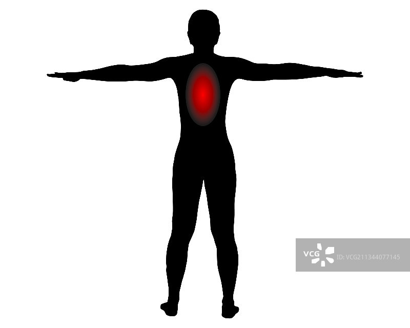 女人的背影与疼痛符号图片素材