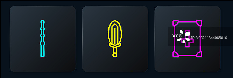 魔法棒古代魔法书和剑线条素材图片素材