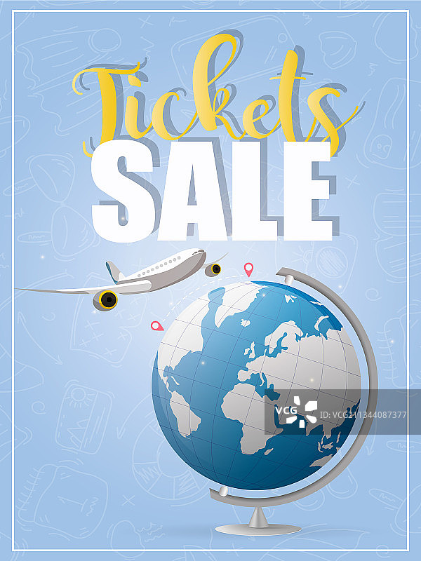 蓝色banner飞机飞行门票促销图片素材