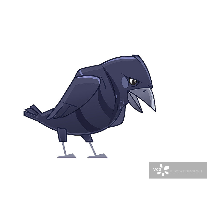 悲伤的乌鸦卡通角色图片素材