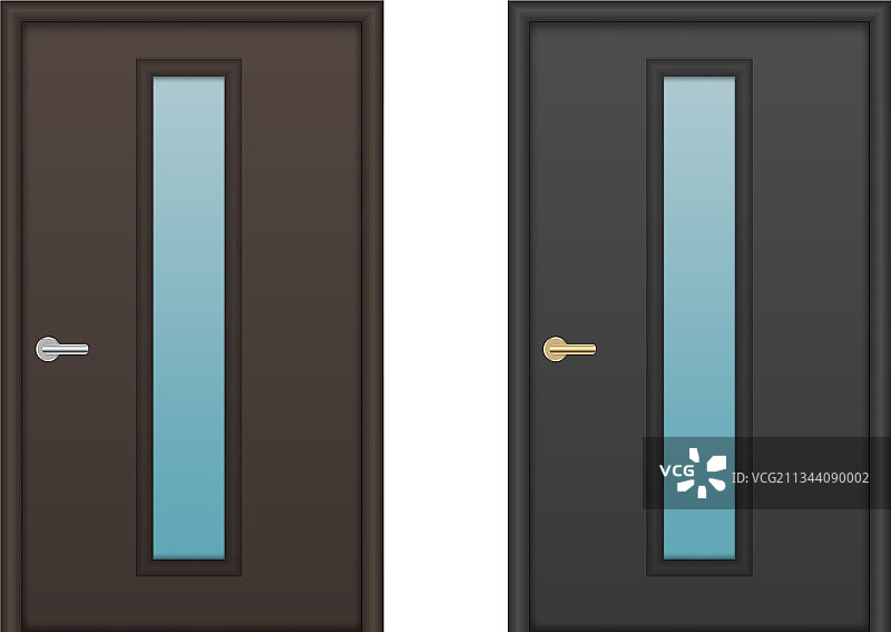 带深色玻璃嵌件的逼真入口门图片素材