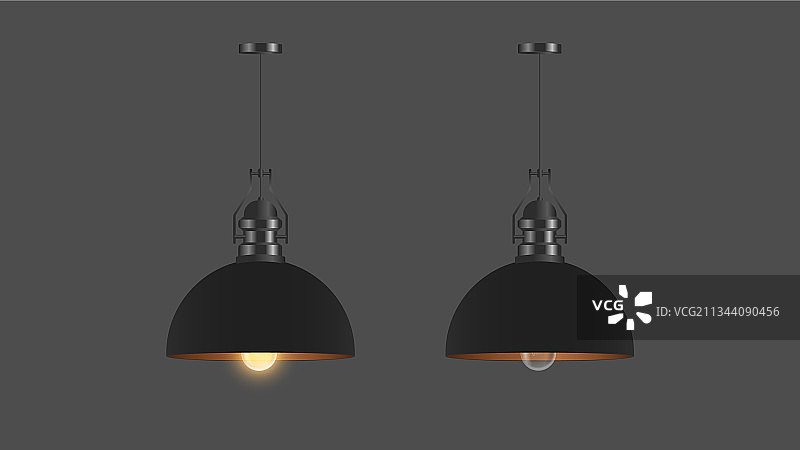 逼真的黑色枝形吊灯天花板灯组合图片素材