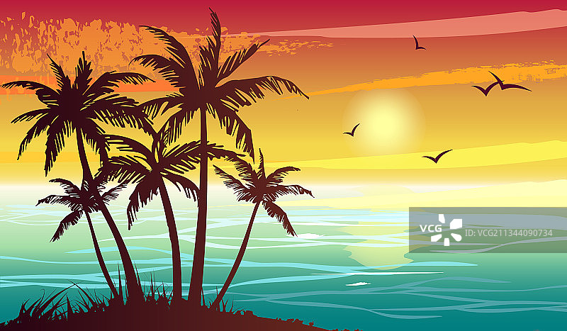 热带景观：海上日落图片素材