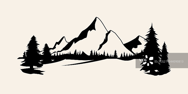 山脉剪影图片素材