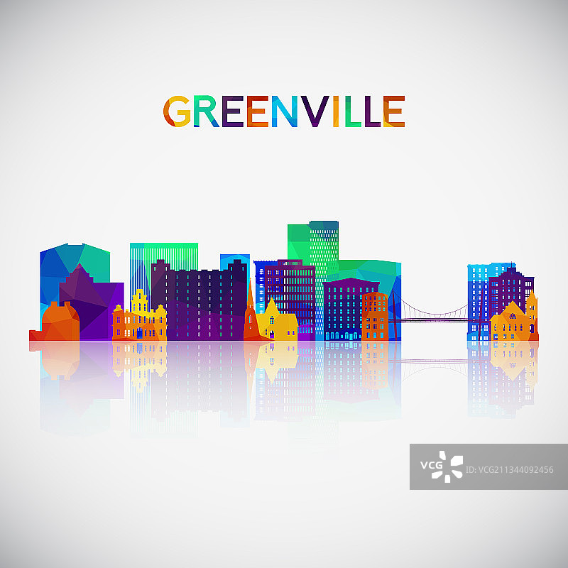 彩色格林维尔天际线剪影图片素材