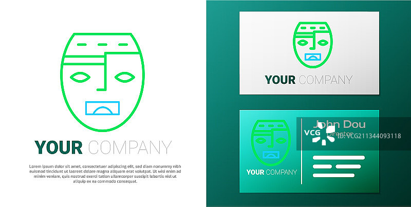 墨西哥玛雅或阿兹特克面具线性图标图片素材