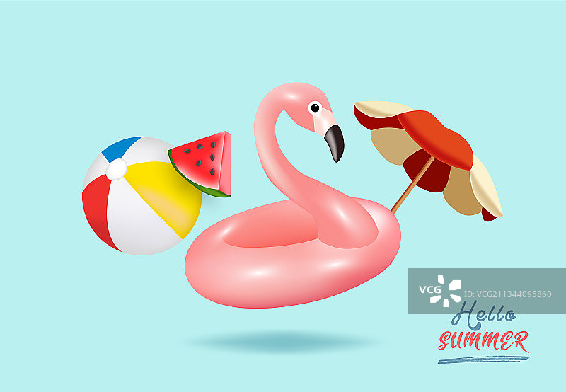火烈鸟充气玩具插画图片素材