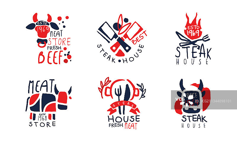 牛排餐厅标志设计：新鲜牛肉店套餐图片素材